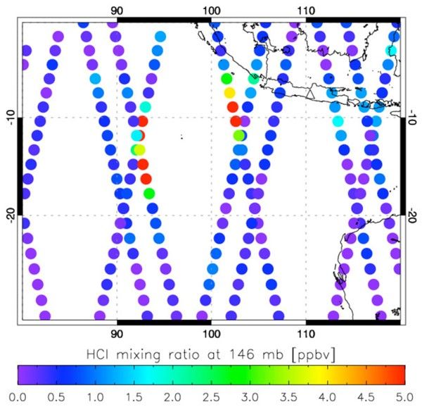 Aura MLS Merapi volcanic cloud