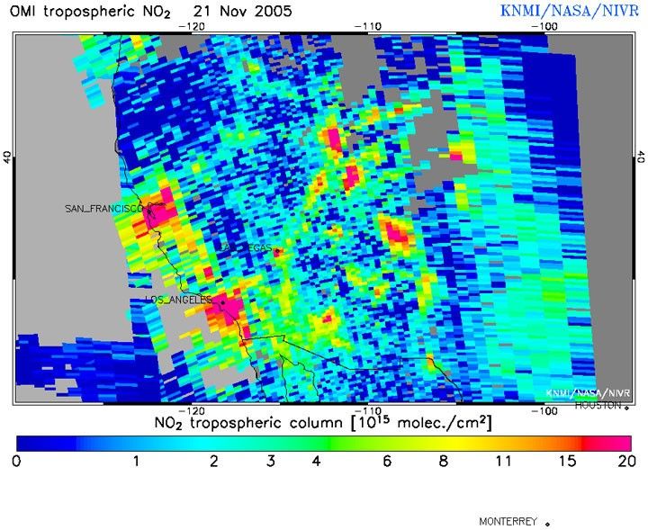 Aura OMI Tropospheric NO2 measurements