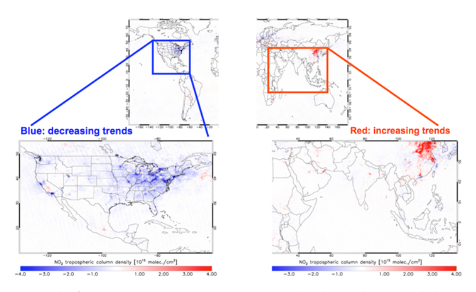 Aura OMI Nitrogen dioxide measurements 2009