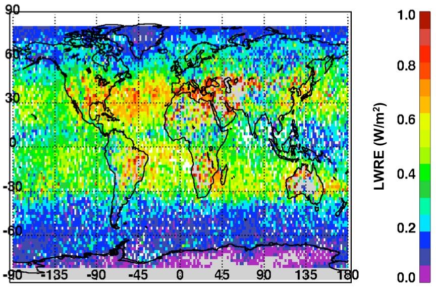 TES Longwave radiative effect of infrared radiation absorbed by tropospheric ozone