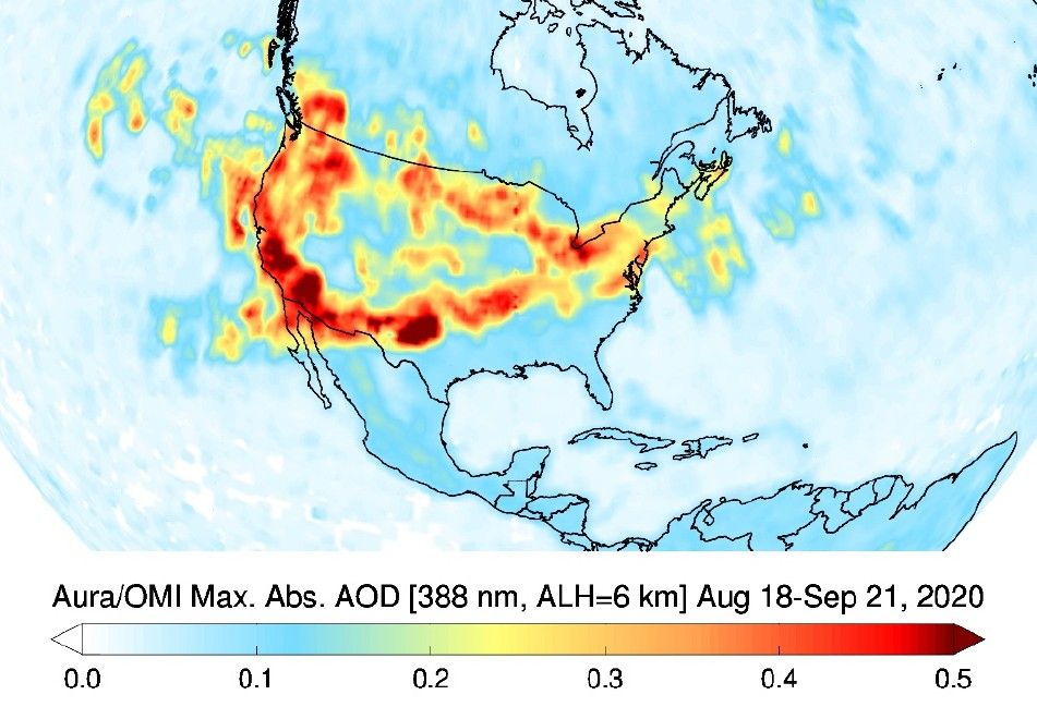 Air Quality Measurements from OMI during the 2020 U.S. Wildfire Season