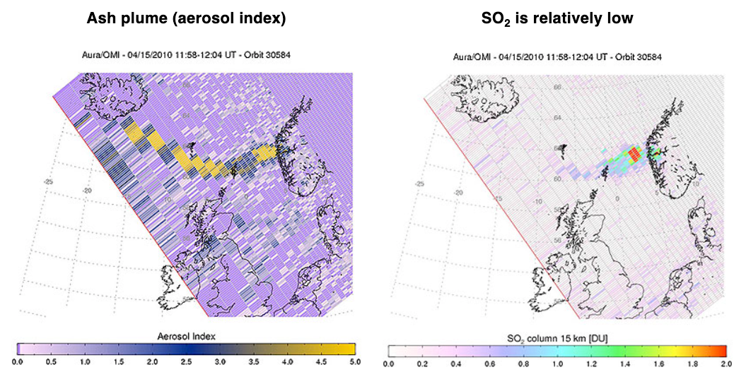 Aura OMI Eyjafjallajökull volcano