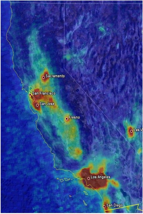 Aura OMI nitrogen dioxide (2005 Weekdays)