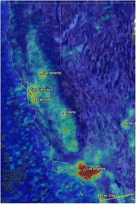 Aura OMI nitrogen dioxide (2005 Weekends)