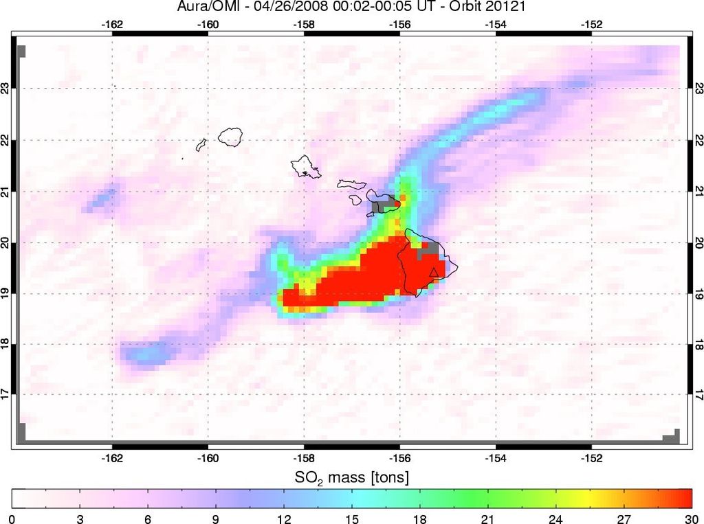 Sulfur dioxide over the Kilauea Volcano