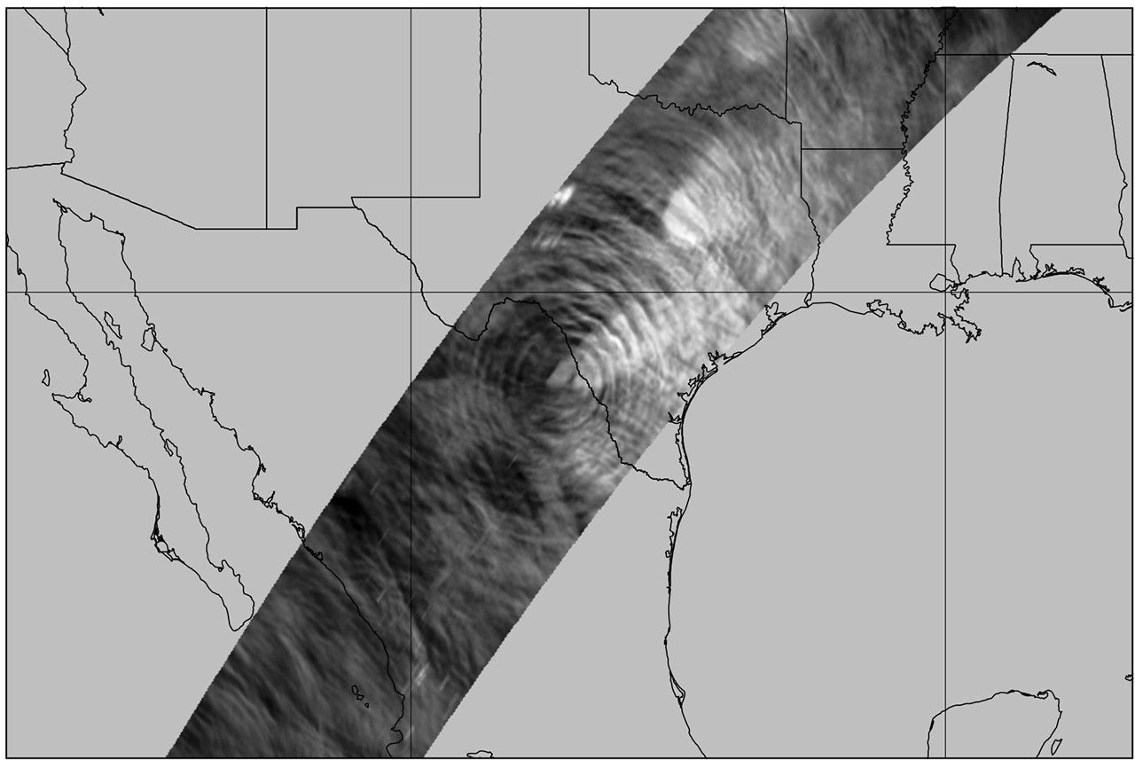 Concentric atmospheric gravity waves caused by a severe weather event near the U.S.–Mexico border on May 3, 2024, observed by AWE.