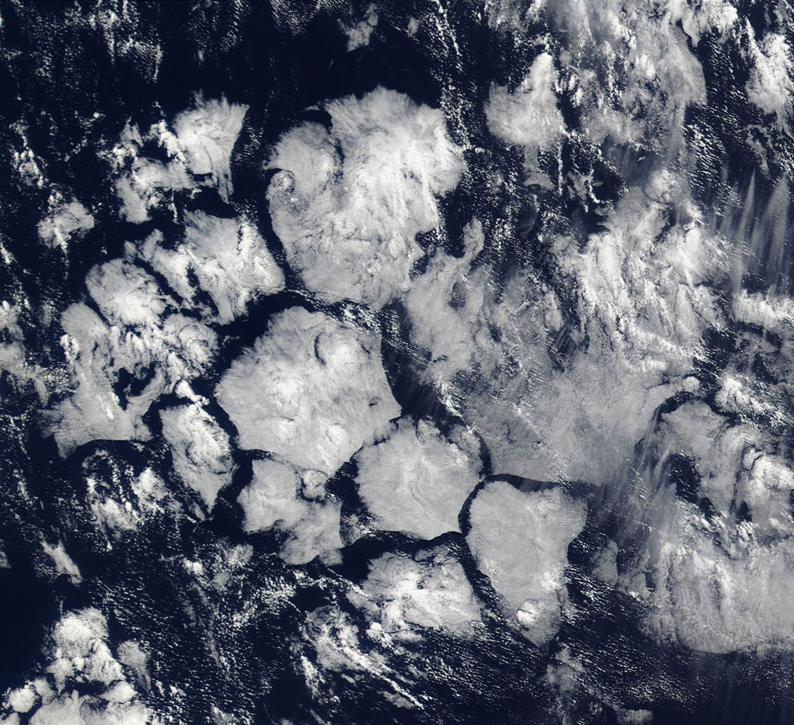 Blue and white images of the Earth's clouds