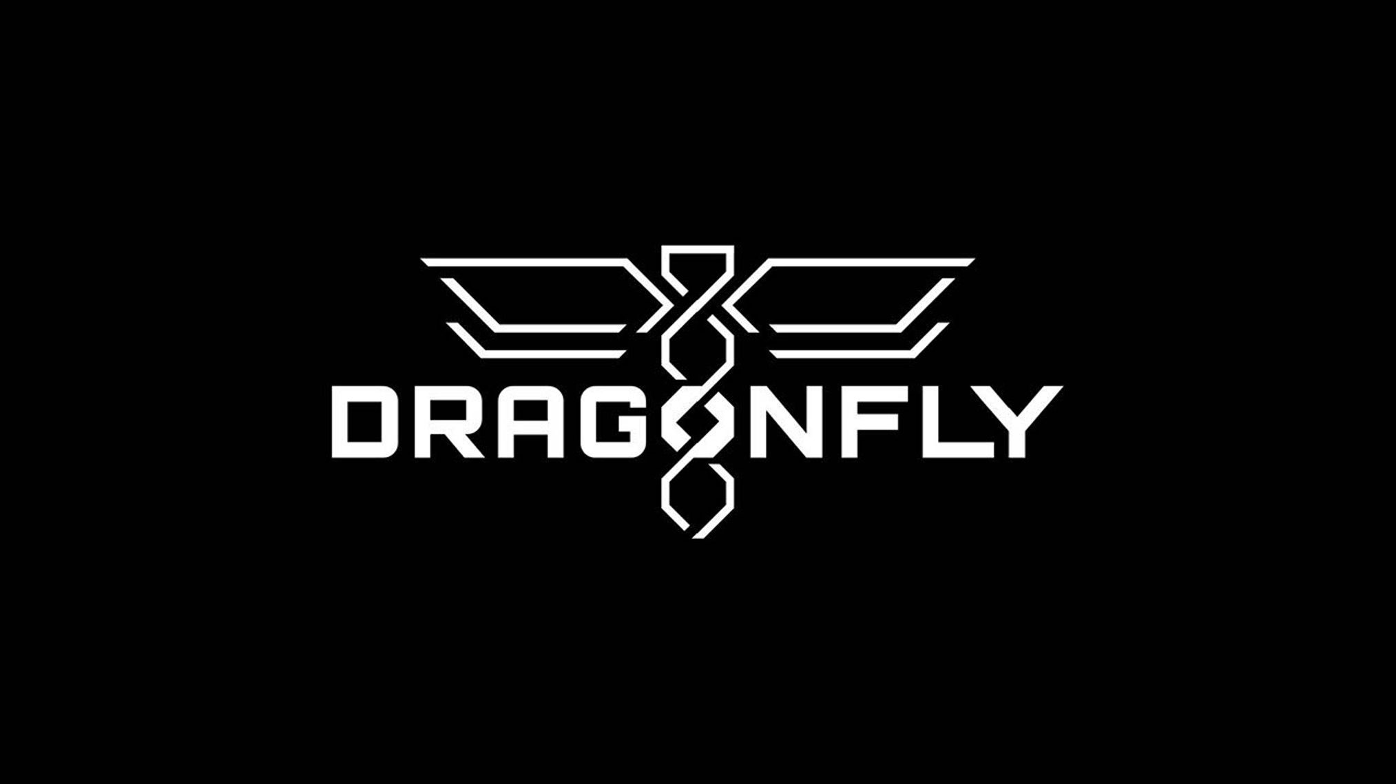 Mission logo with white stylized text and dragonfly against black background