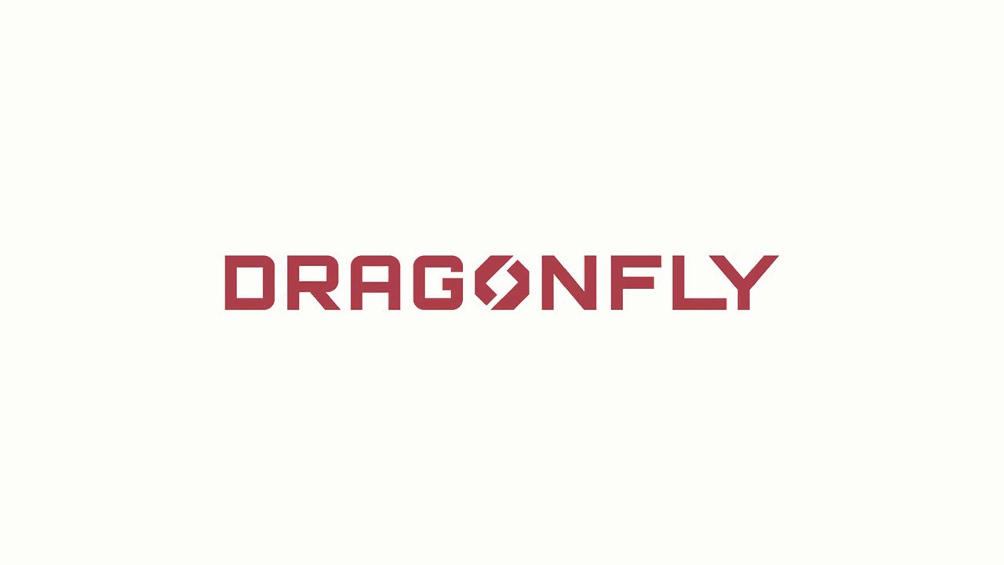 Stylized Dragonfly text in red