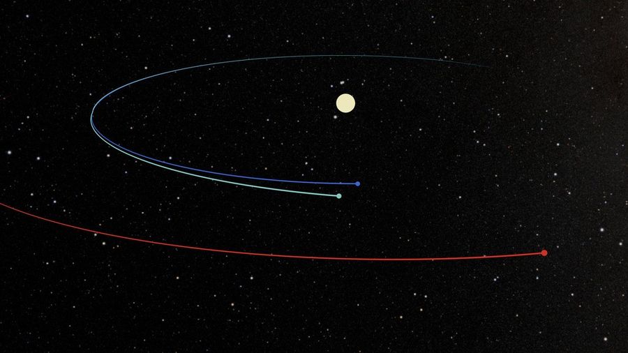 An illustration shows the orbit of the twin ESCAPADE spacecraft arcing from Earth towards Mars