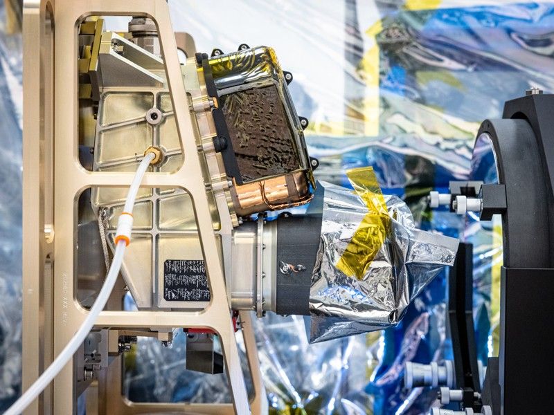 Instrument bolted to frame used for handling.