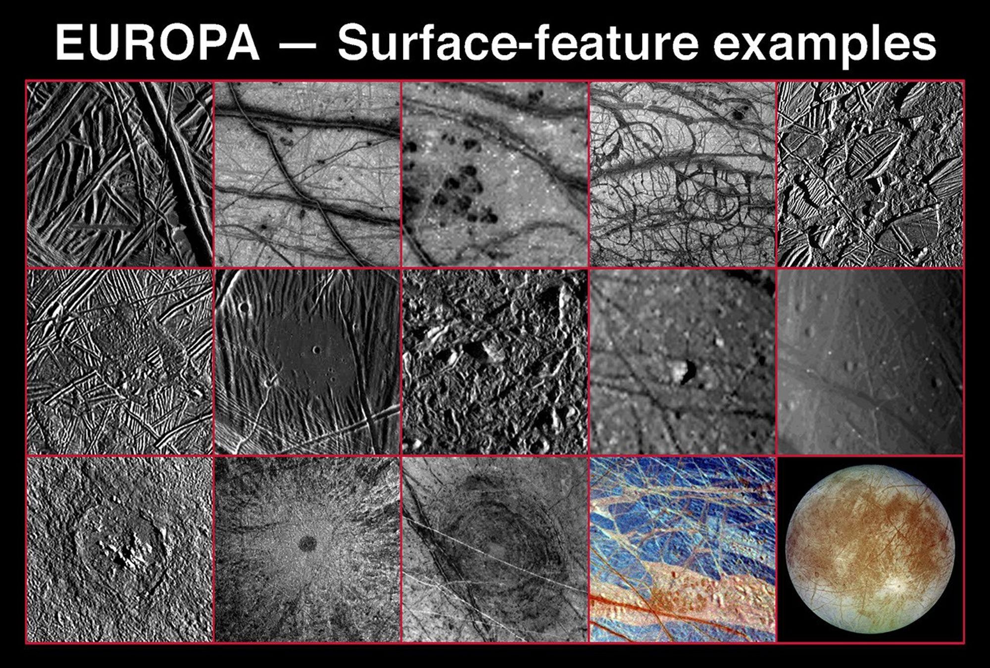 Collection of orbital images shows rugged terrain.