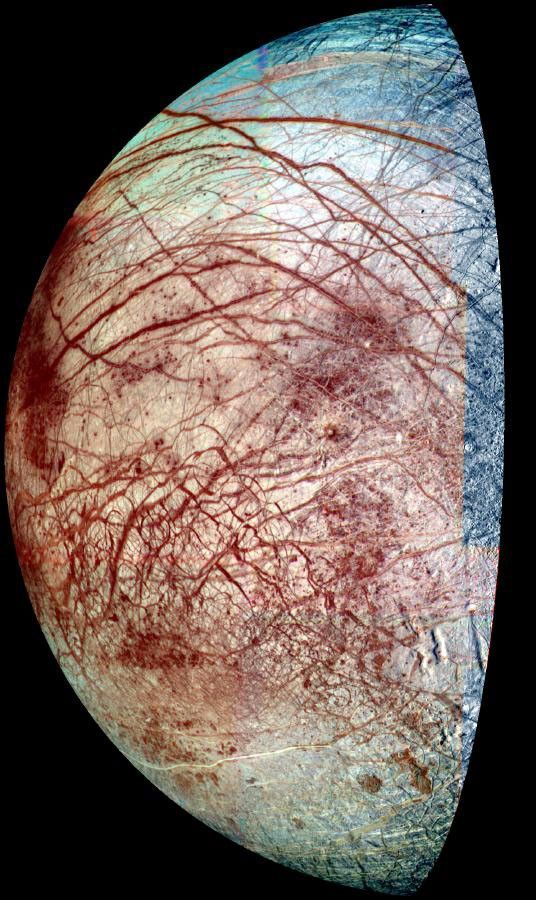 color view of moon with cracked surface