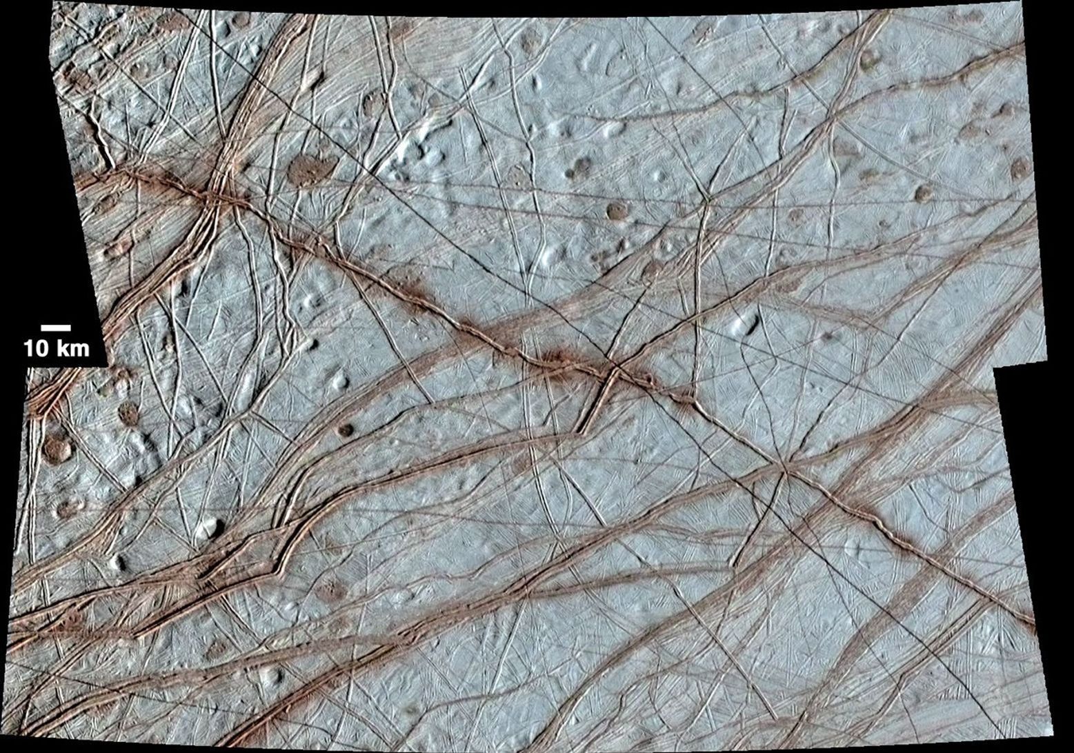 criss-crossing ridges and grooves