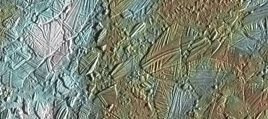 color view of fractured icy terrain