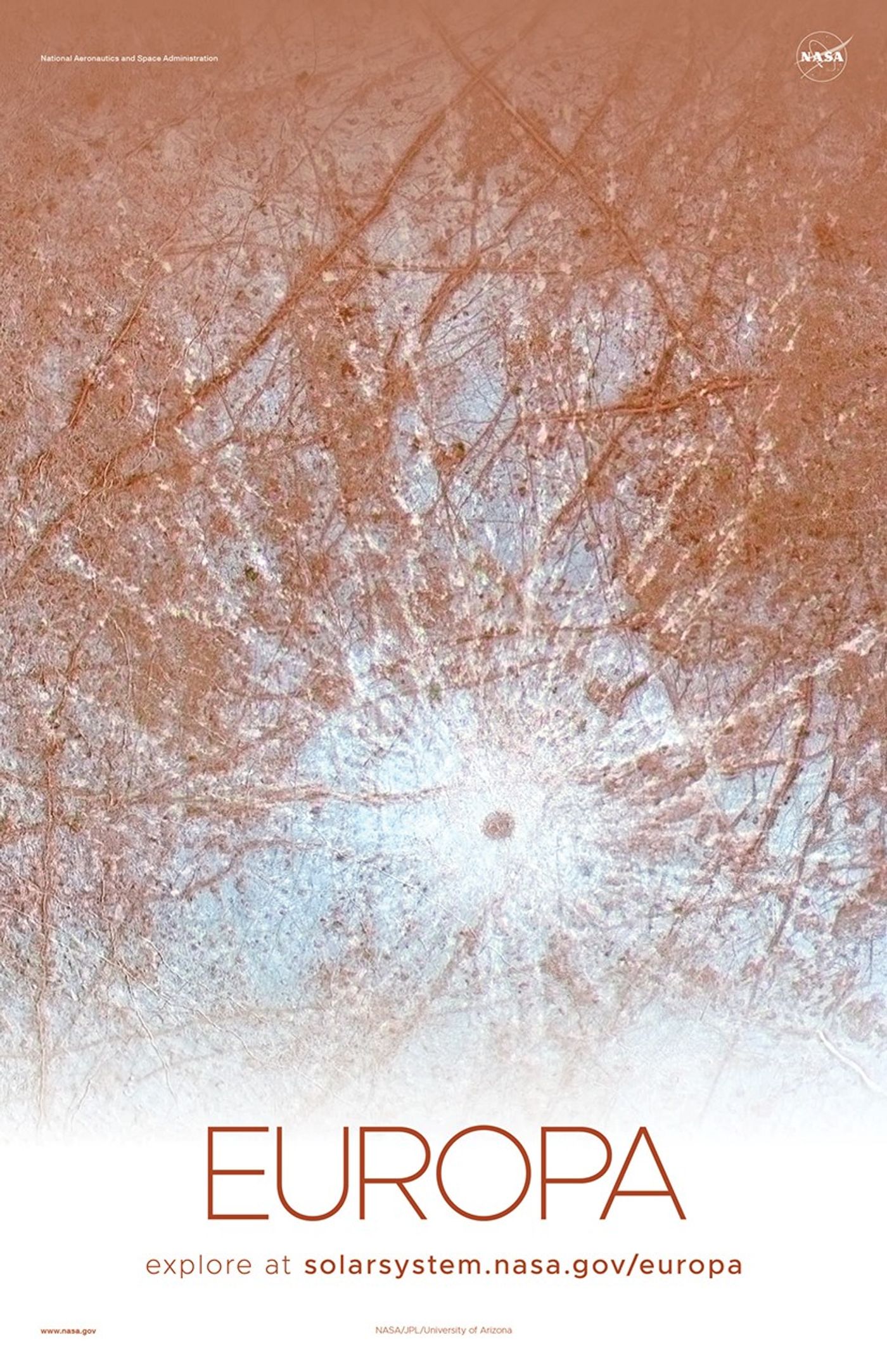 Poster showing the surface of Europa.