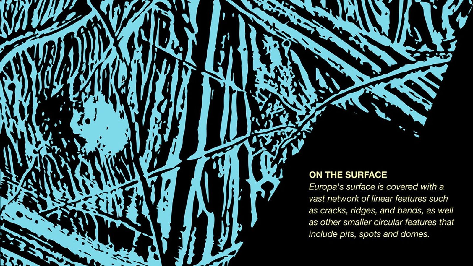 graphic showing the linear features of Europa's surface