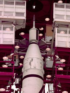 Explorer 1 Atop the Jupiter-C in Gantry