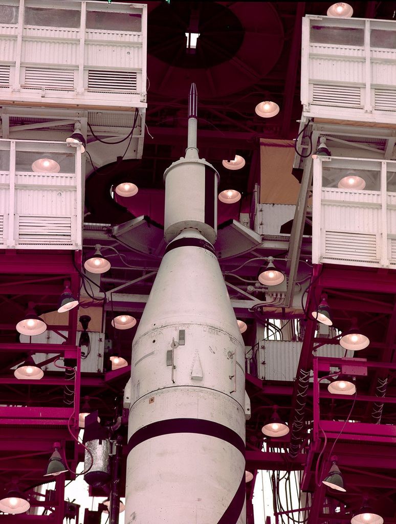 Explorer 1 Atop the Jupiter-C in Gantry