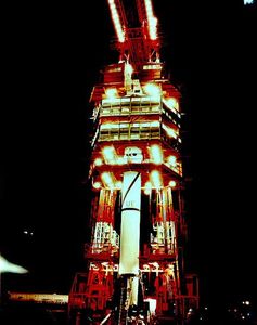 The Jupiter-C rocket with Explorer On the Launch Pad
