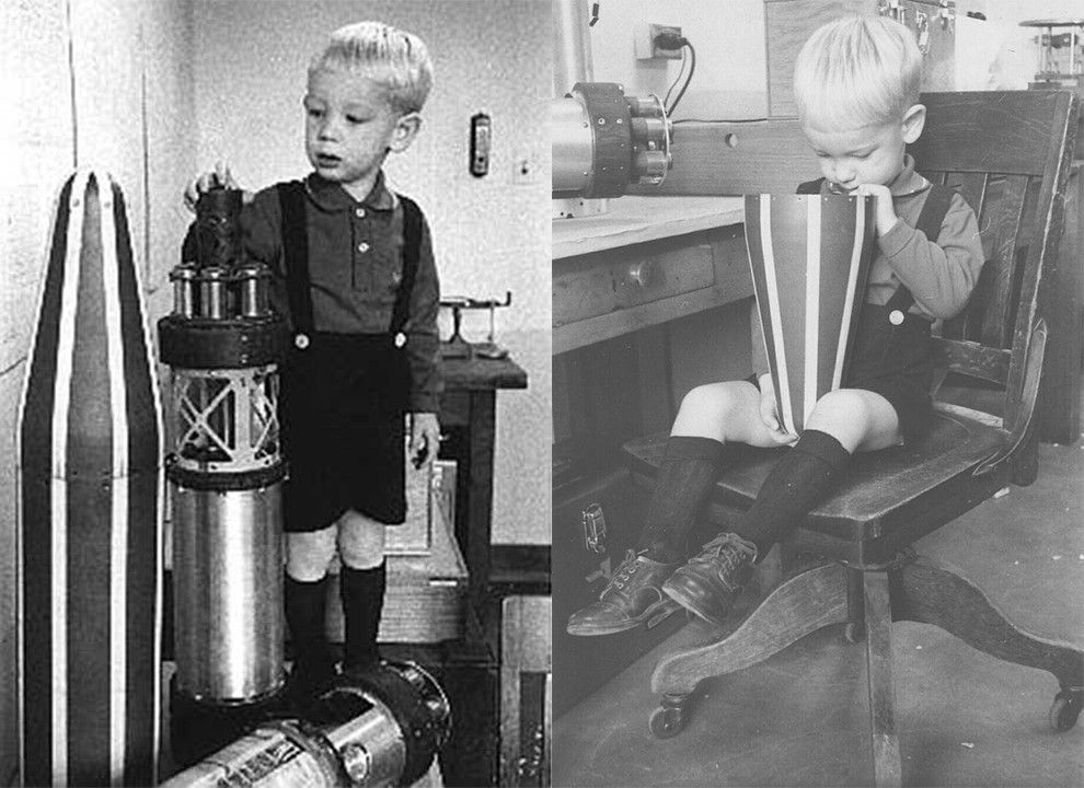 Explorer I marked the start of the space age that inspired generations to come. Pictured: Future NASA employee Robert Wilson with a model of an Explorer satellite at the University of Iowa, where his father was a physics student, in 1961.
