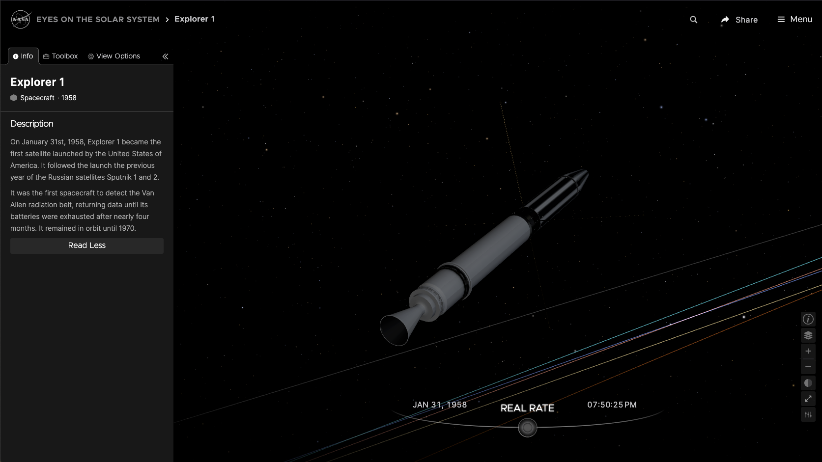 Watch Explorer 1 on Eyes