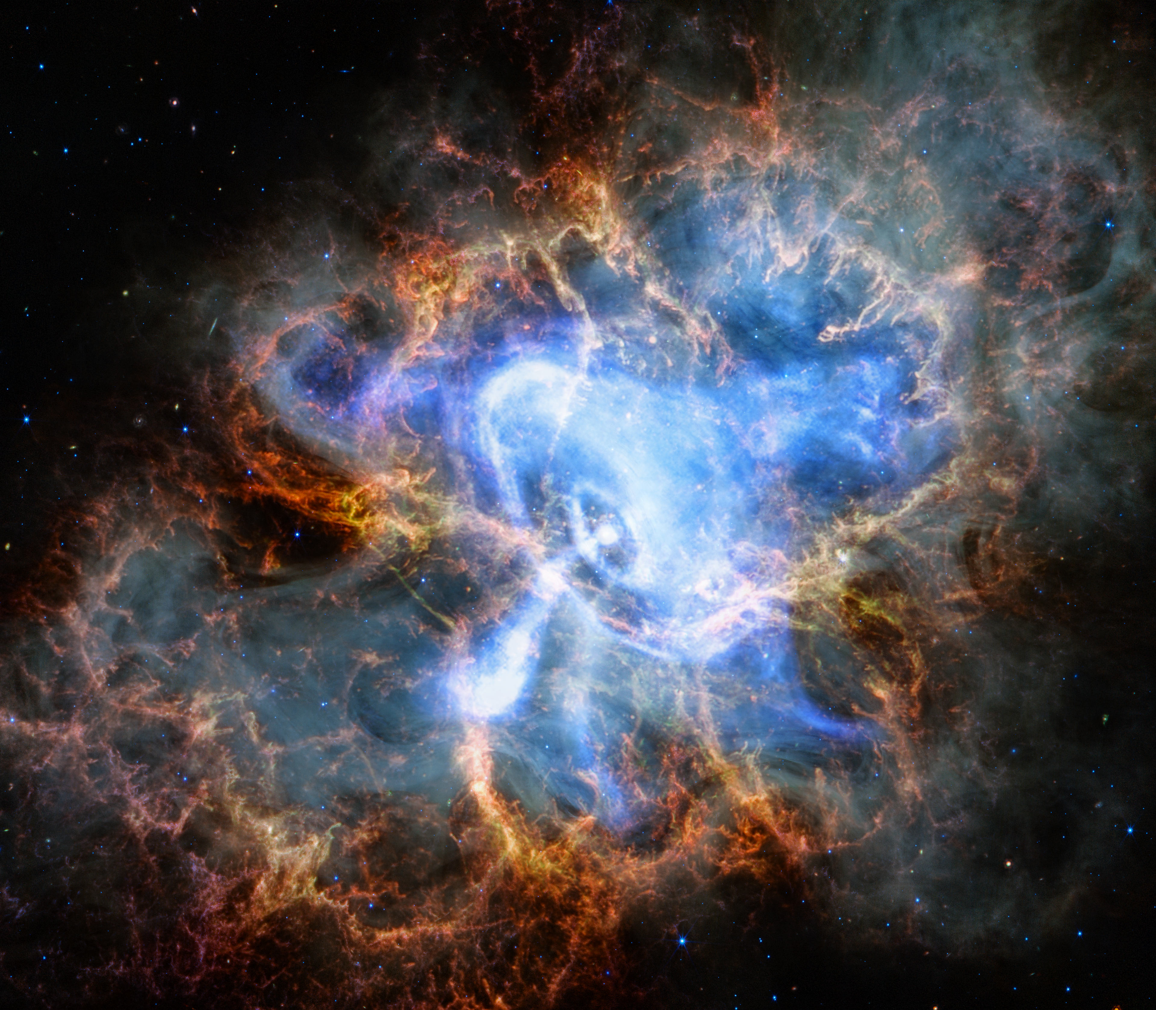 X-ray and infrared composite of the Crab Nebula