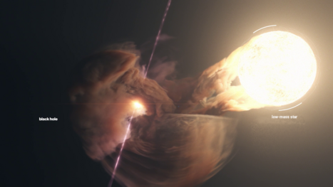 Artist's concept of a microquasar system (low-mass star + accreting black hole)