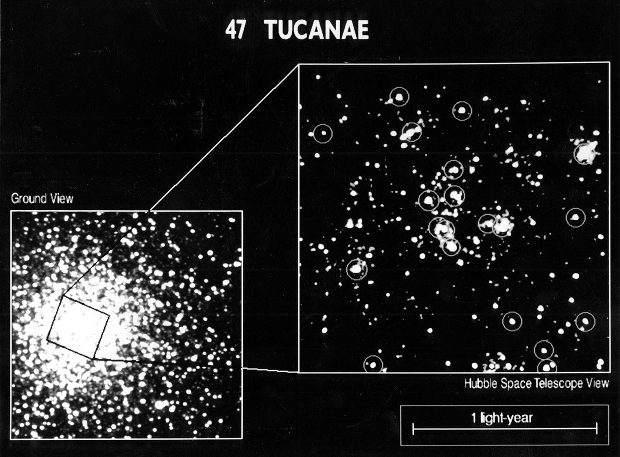 47 Tucanae Core: Ground vs. Hubble Image