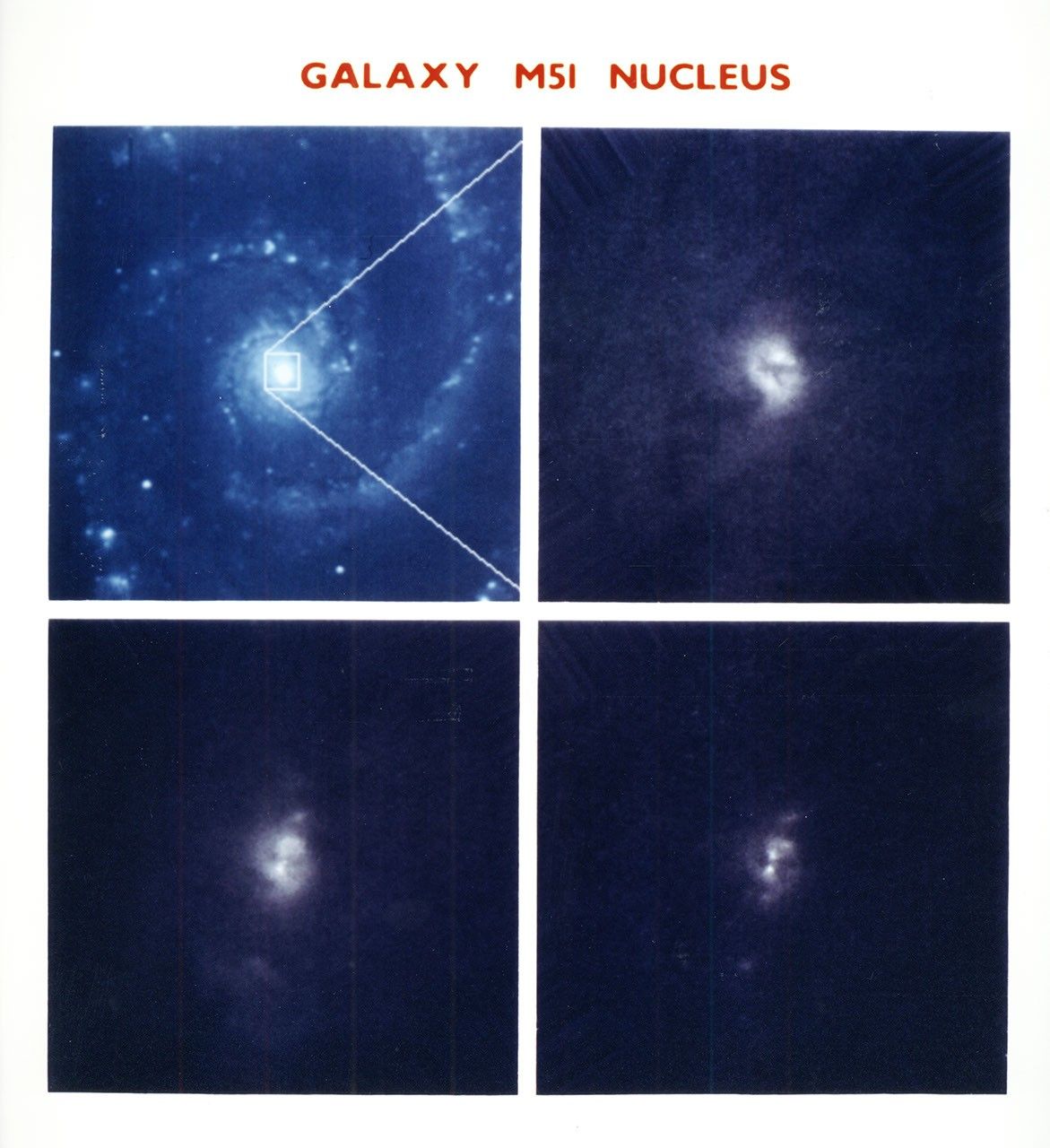 "X" Structure at Core of Whirlpool Galaxy (Four-frame Comparison)