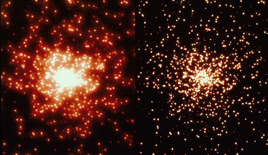 Hubble Images of Star Cluster Before and After Astronauts Fixed Hubble's Flaw