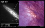 Spiral Galaxy NGC 253 (left) and Its Core Full of Star Formation