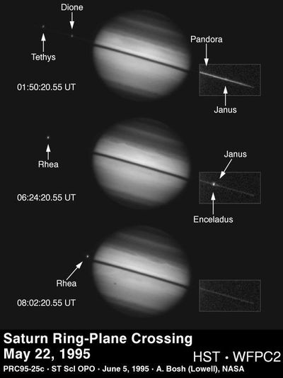 Hubble Views Saturn Ring-Plane Crossing