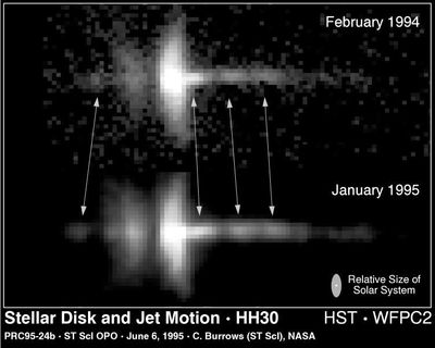 Motion of Jets from an Embryonic Star (HH-30)
