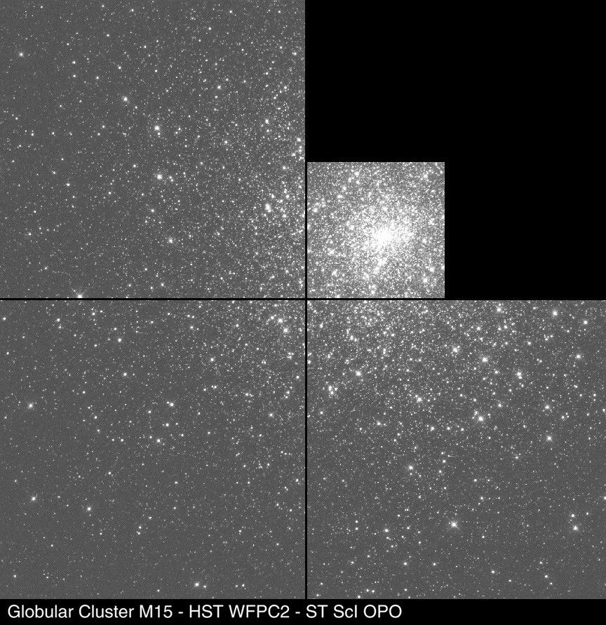Inside Globular Cluster M15 (with Label)