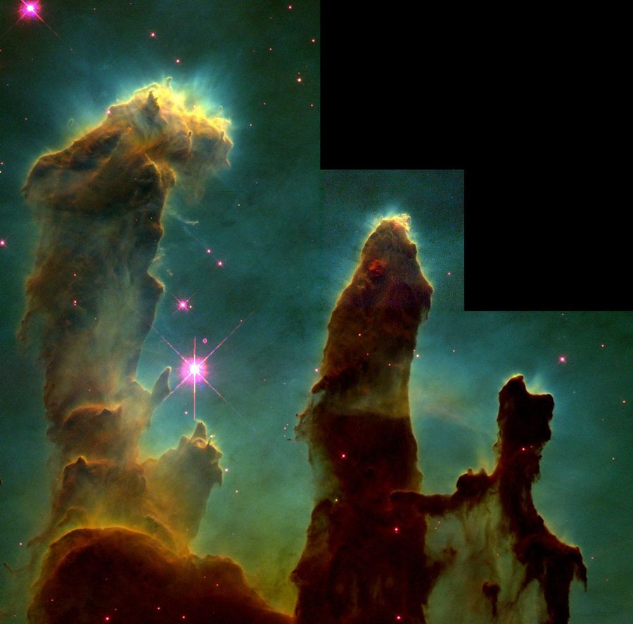 Gas Pillars in the Eagle Nebula (M16): Pillars of Creation in a Star-Forming Region