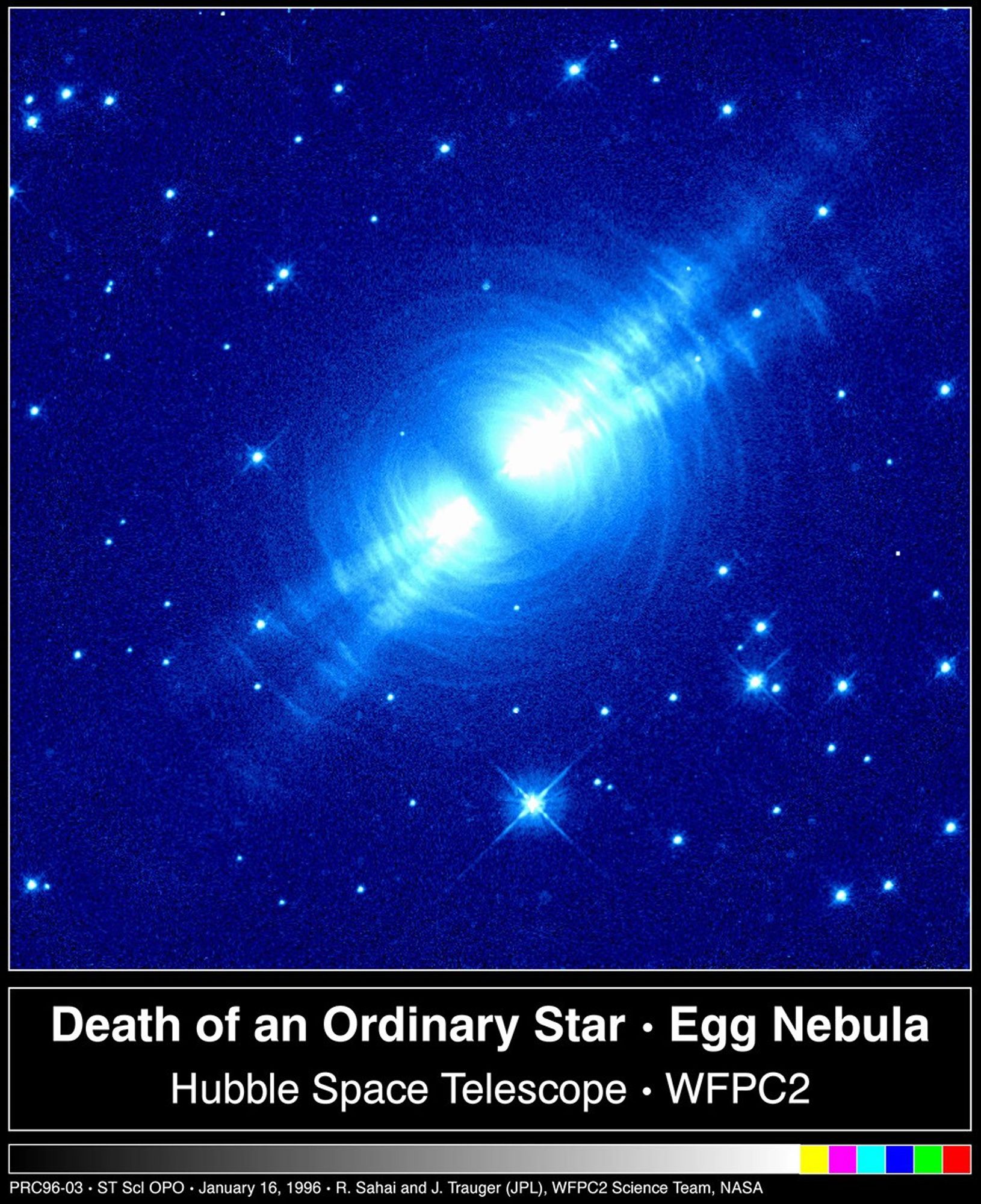 The Egg Nebula: Searchlight Beams and Multiple Arcs Around a Dying Star