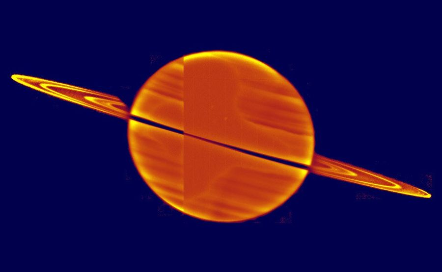 Saturn's Rings as the Sun Sets Behind the Ring Plane