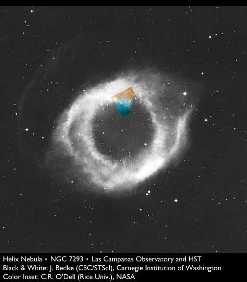 Location of HST Image of Helix Nebula in a Larger Ground-Based View