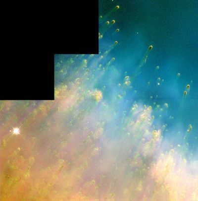 Collision of Gases Near a Dying Star in the Helix Nebula