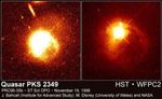 A Quasar's Companion Galaxy (left) and Galaxy Nucleus (right)