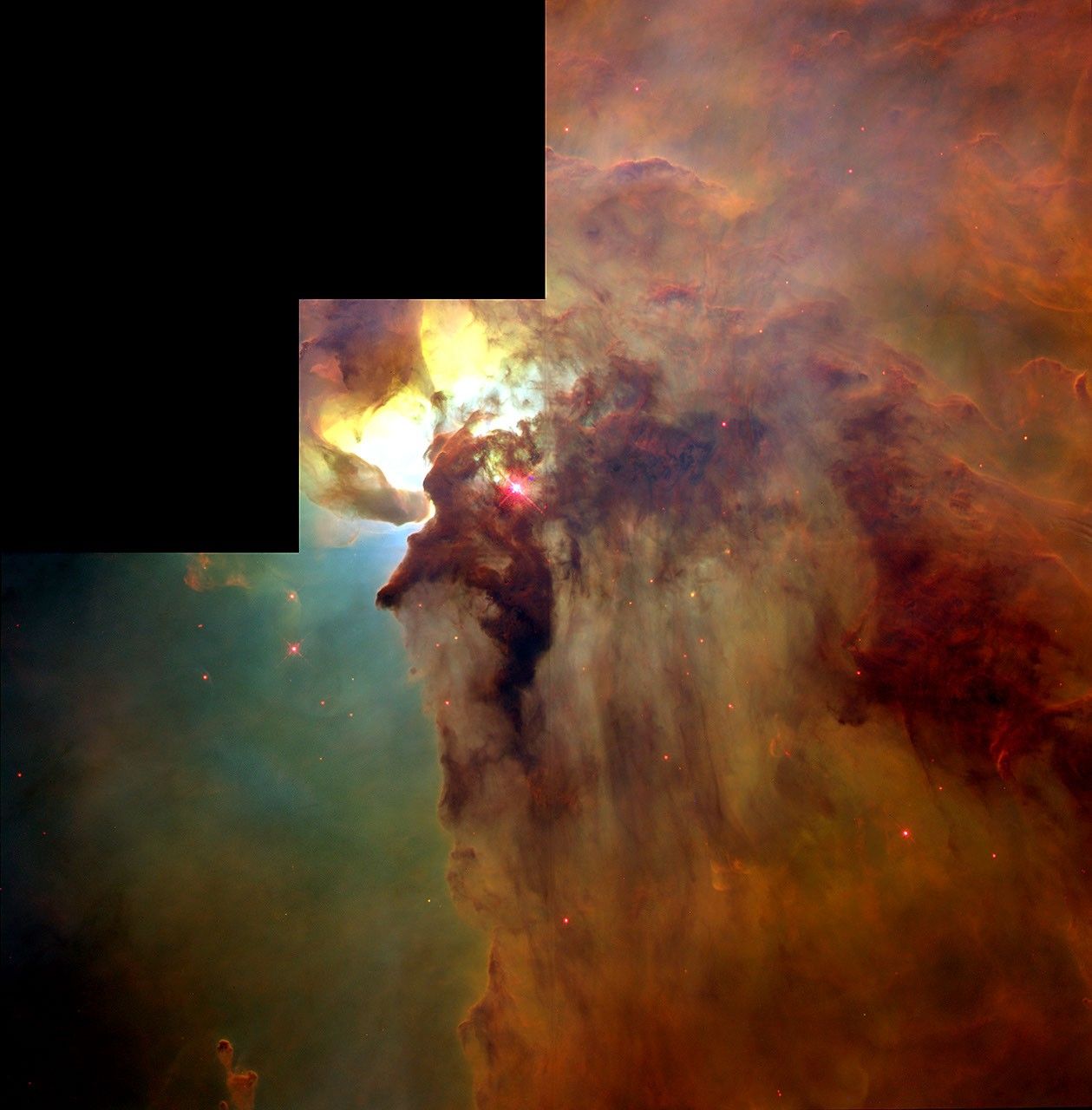 Giant "Twisters" and Star Wisps in the Lagoon Nebula