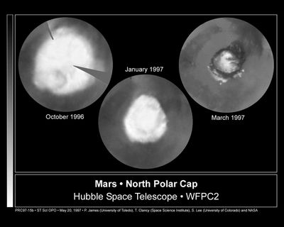Seasonal Changes in Mars’ North Polar Ice Cap