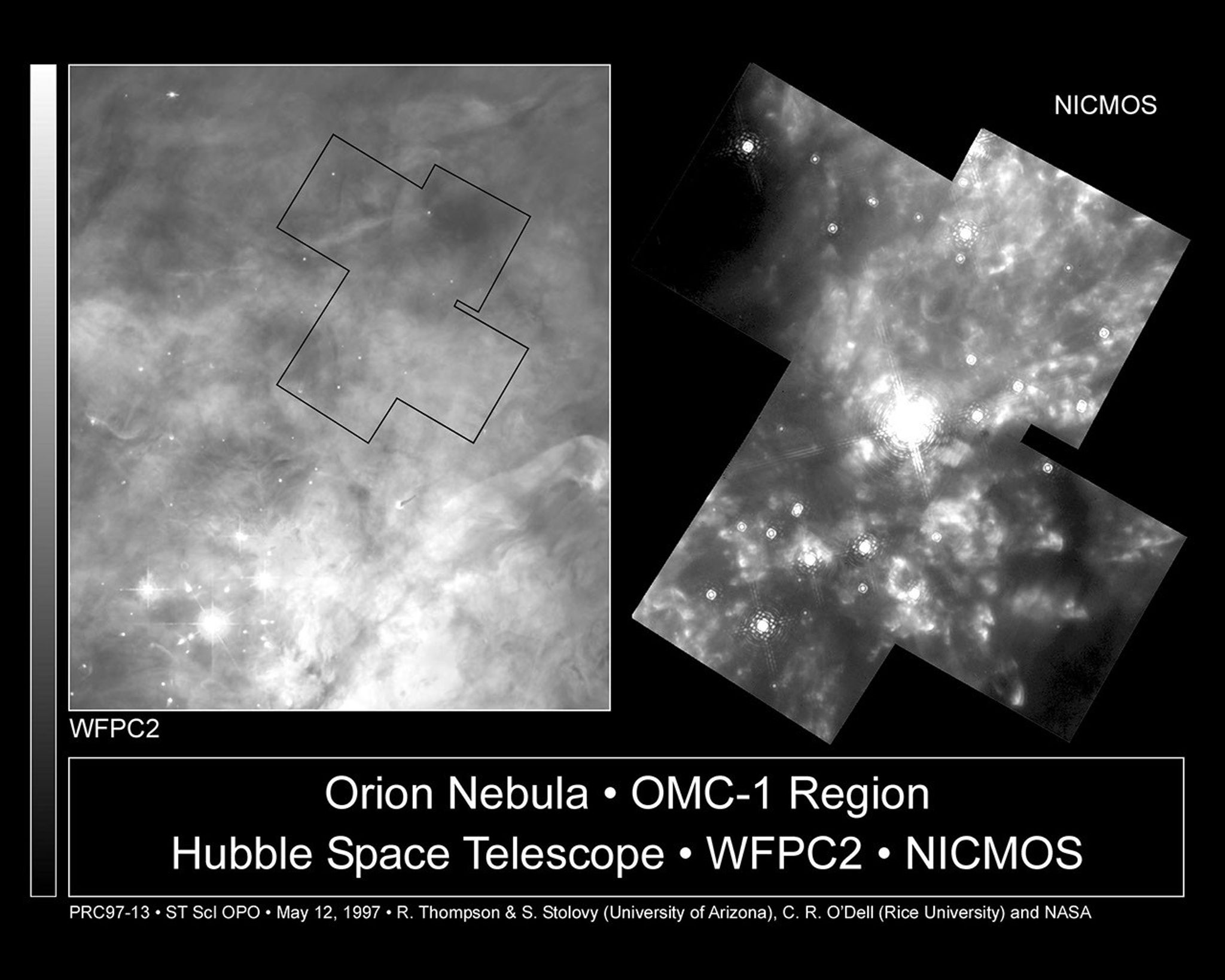 Location of NICMOS Images on the WFPC Orion Mosaic - NASA Science