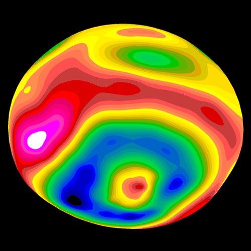 Color-encoded Elevation Map of Vesta