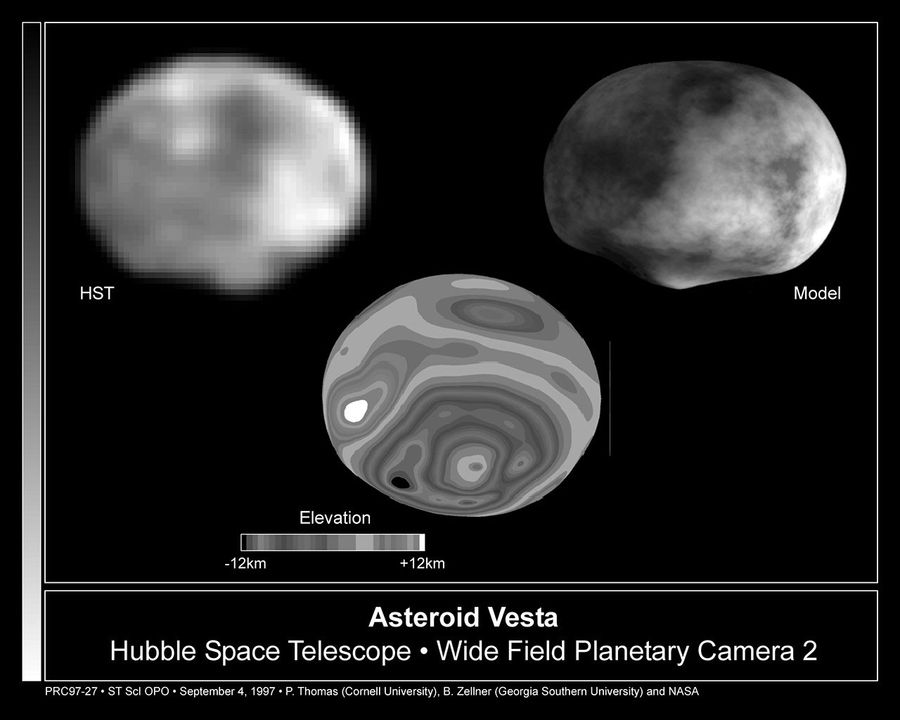 Hubble Reveals Huge Crater on the Surface of the Asteroid Vesta