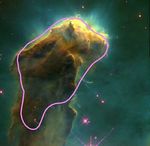 Eagle Nebula with a representation of a giant molecular cloud
