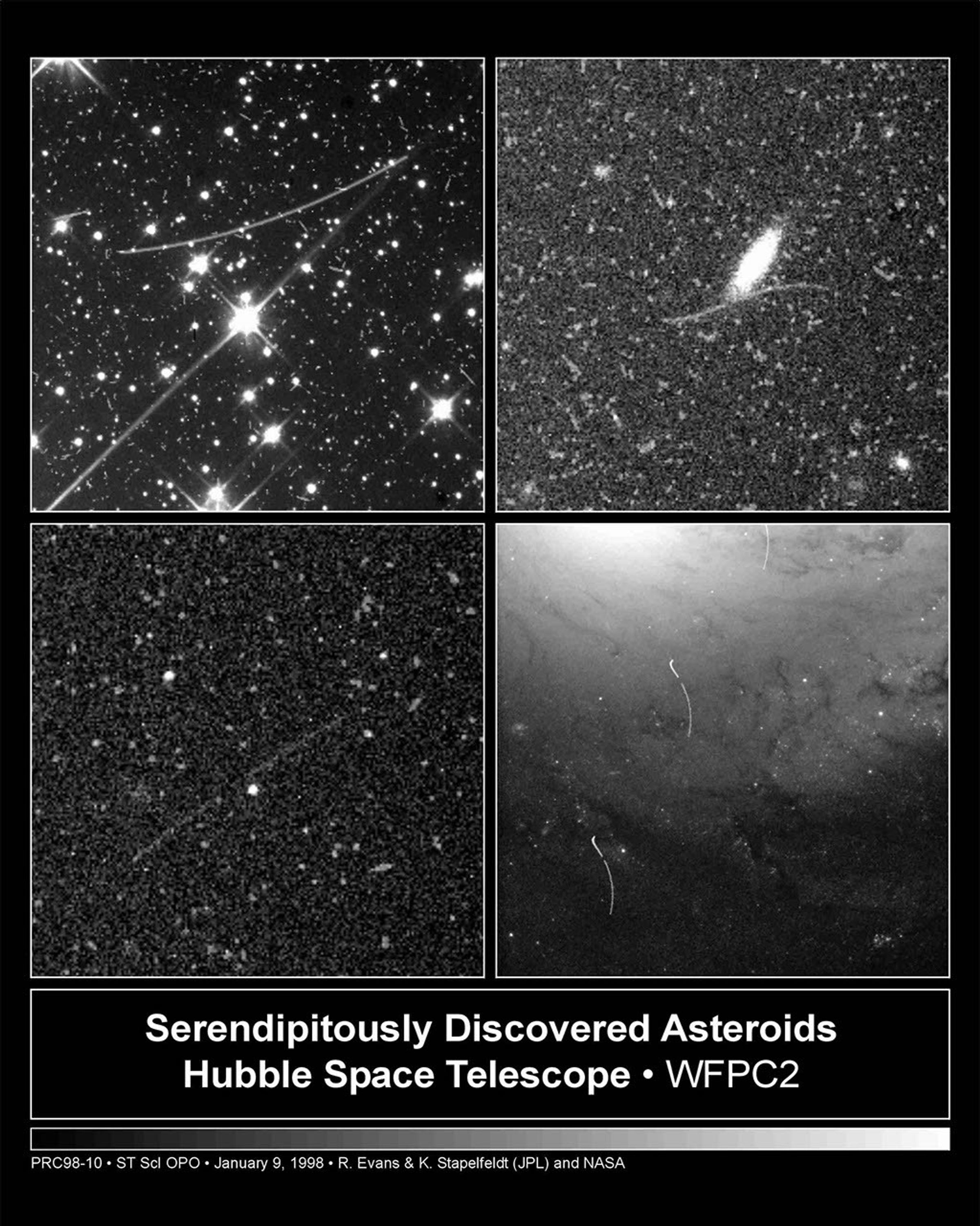 Curved Trails of Small Asteroids