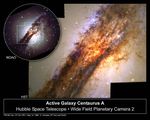 Turbulent Cauldron of Starbirth in Galaxy Centaurus A, With Ground View (inset)