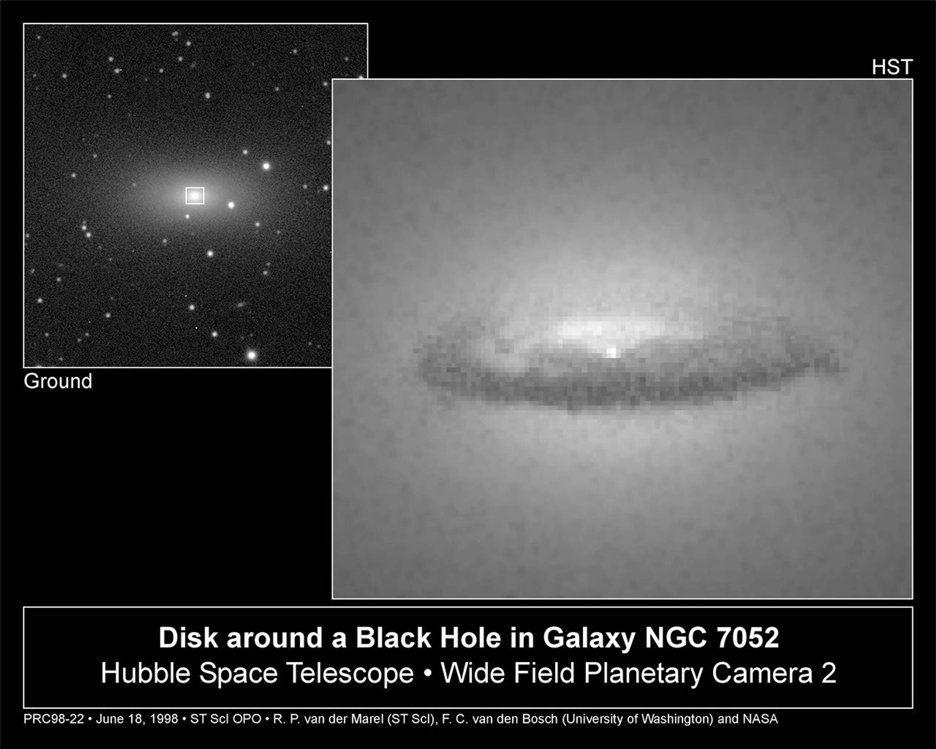 Dust Disk Surrounds a Massive Black Hole in Elliptical Galaxy NGC 7052
